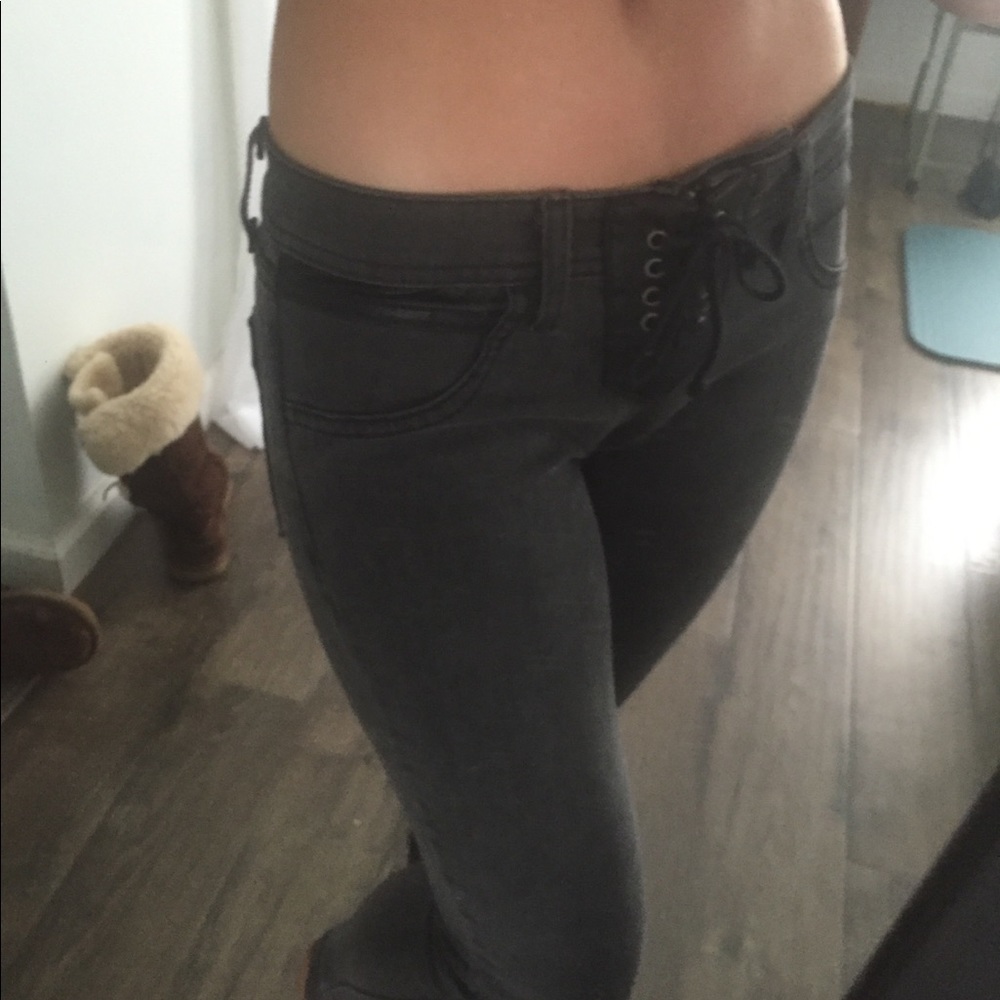 Gray Carmar (LF) jeans! Lace up/leather detailing